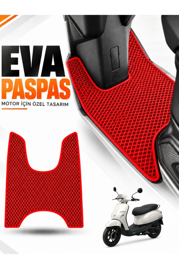 Arora Moji̇to 50 Compatible Eva Motorcycle Mat Scooter Foot Mat Motor-Specific Red