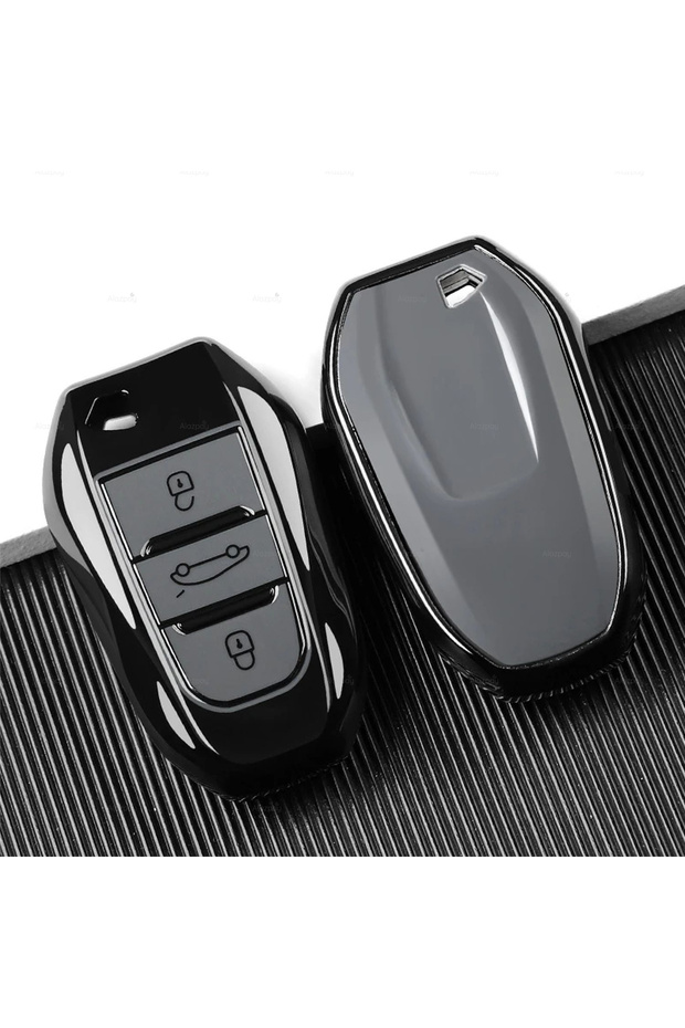 Peugeot Compatible 208, 308, 408, 508, 2008, 3008, 5008 Piano Tpu Key Case Cover (Grey)