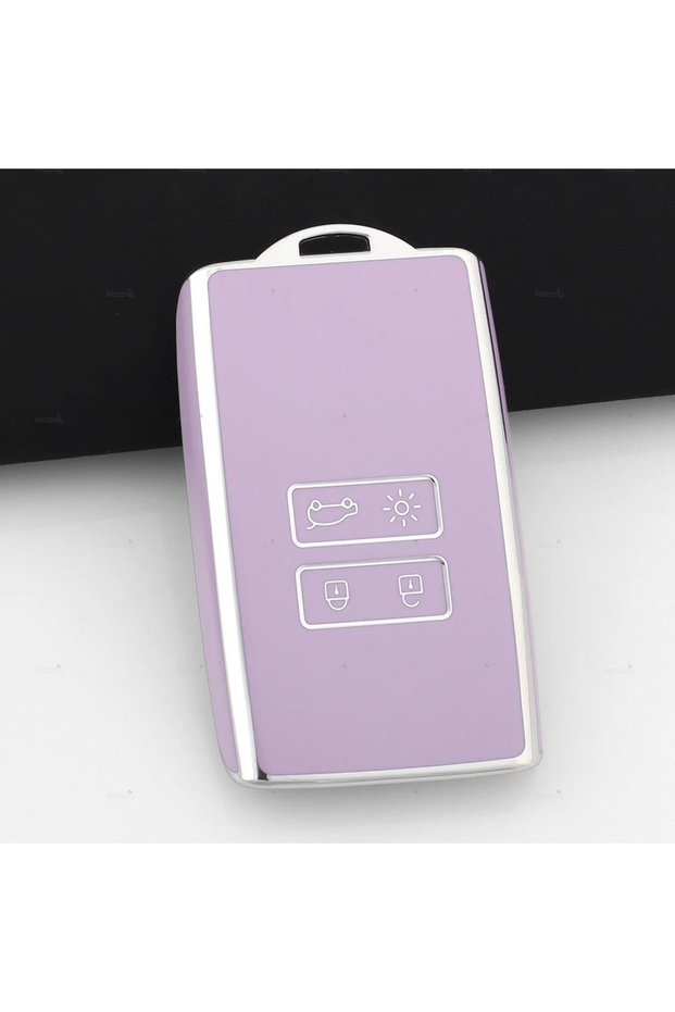 Renault Compatible Megane, E-Tech, Austral, Koleos, Kadjar, Captur, Zoe, Boreal Silver Edge Tpu Key Case Cover (Lilac)