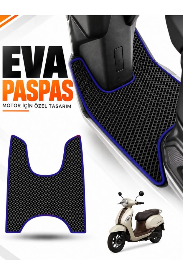 Arora Cappuci̇no Compatible Eva Motorcycle Mat Scooter Foot Mat Motor-Specific Black-Navy Blue