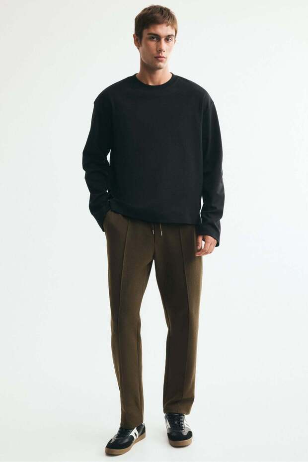 Regular Fit Interlock crease-front joggers