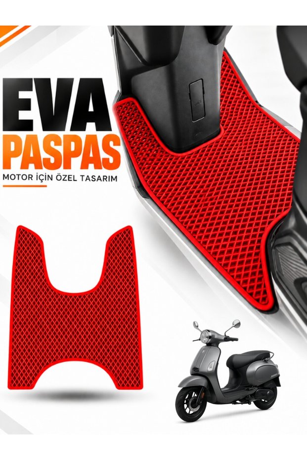 Rks Sponti̇ni̇ Compatible Eva Motorcycle Mat Scooter Foot Mat Motor-Specific Red