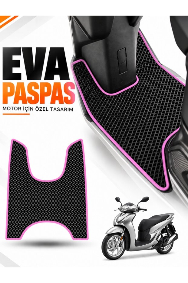 Honda Sh 125 Compatible Eva Motorcycle Mat Scooter Foot Mat Motor-Specific Black-Fuchsia