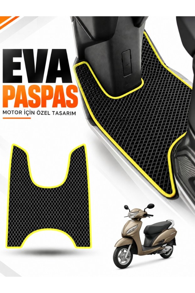 Honda Activa Compatible Eva Motorcycle Mat Scooter Foot Mat Motor-Specific Black-Yellow