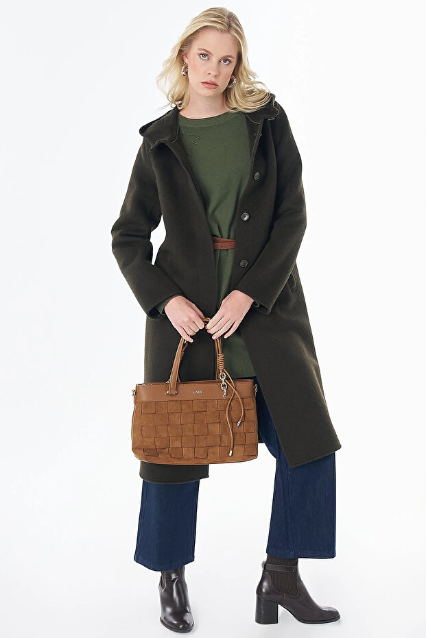 Hooded Wool Coat Khaki