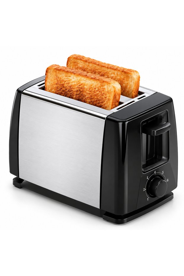 DENX 2-Slice Stainless Steel Toaster DX4401, Multiple Roasting Modes, Adjustable Browning Control, Automatic Toast Ejection, Black/Silver