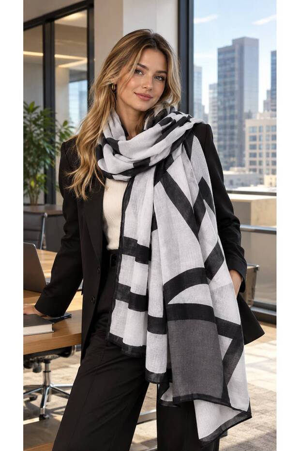 Sal10 Cotton Patterned Women's Shawl 80X180 cm