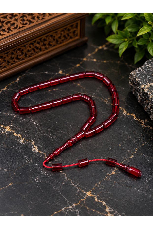 Red Cut Model Ankle Length Fire Amber Prayer Beads
