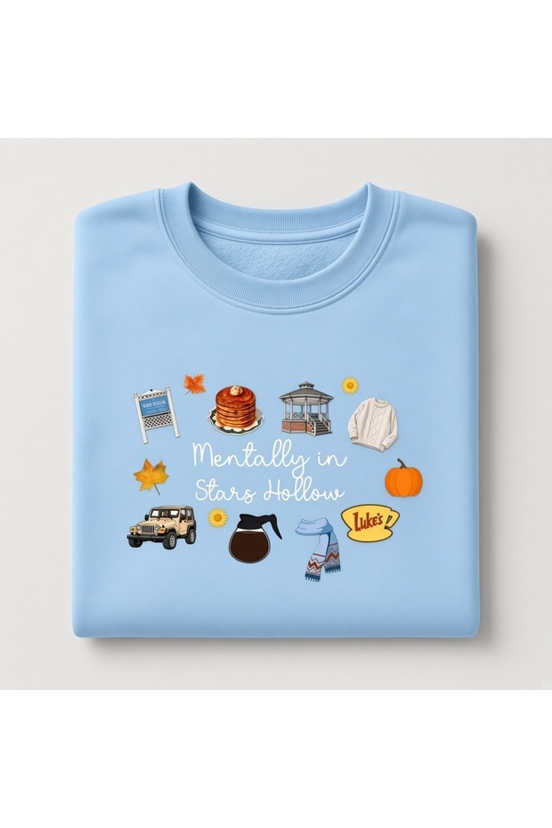 Gilmore Girls Stars Hollow Printed Cotton 3 Thread Threaded Crew Neck Oversize Sweatshirt