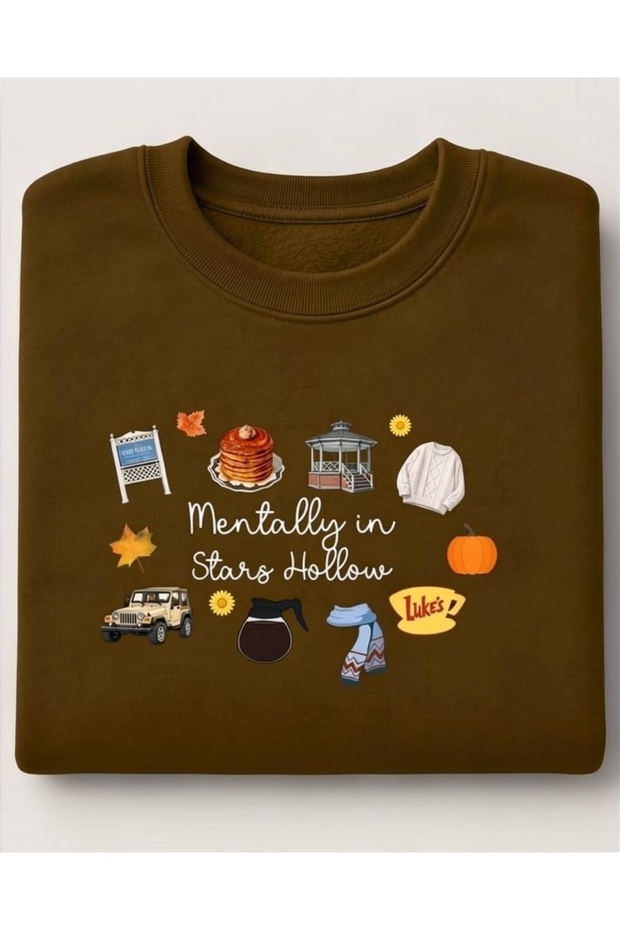 Gilmore Girls Stars Hollow Printed Cotton 3 Thread Threaded Crew Neck Oversize Sweatshirt