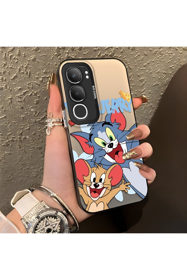 Vivo Y29 5g Compatible Cute Cartoon Cat and Mouse Case, Shock Absorbing Structure, Matte Texture