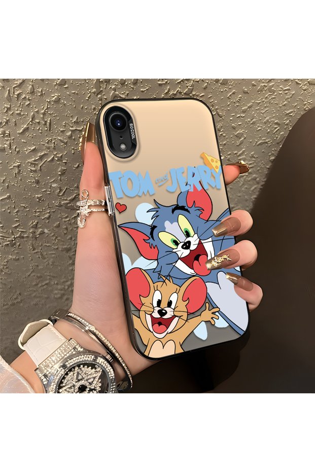 iPhone Xr Compatible Cute Cartoon Cat and Mouse Case, Shock-Absorbing Structure, Matte Texture