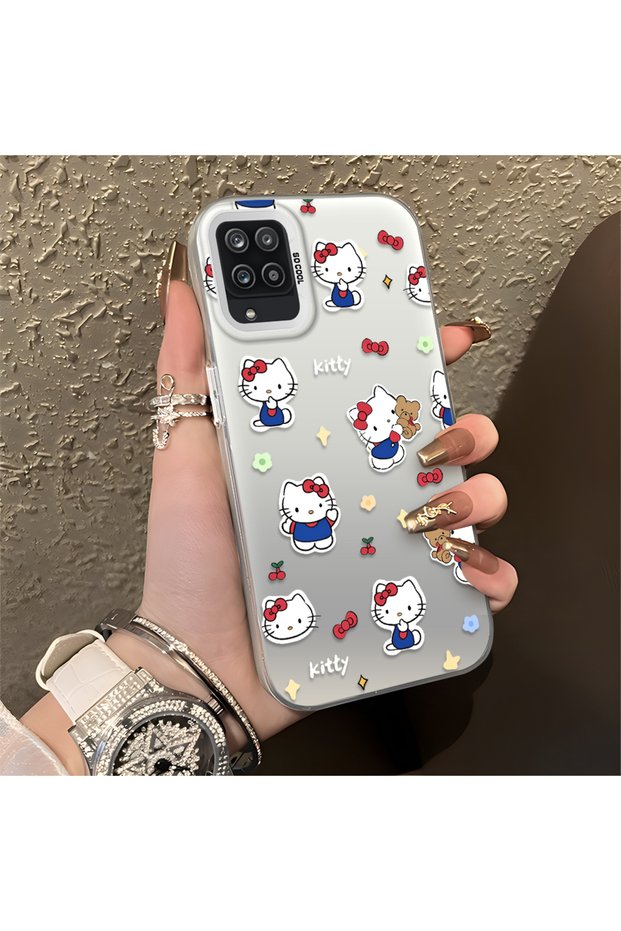 Cute Cartoon Cat Style Case Compatible with Samsung Galaxy A12/M12, Shock-Absorbing Structure, Matte Texture