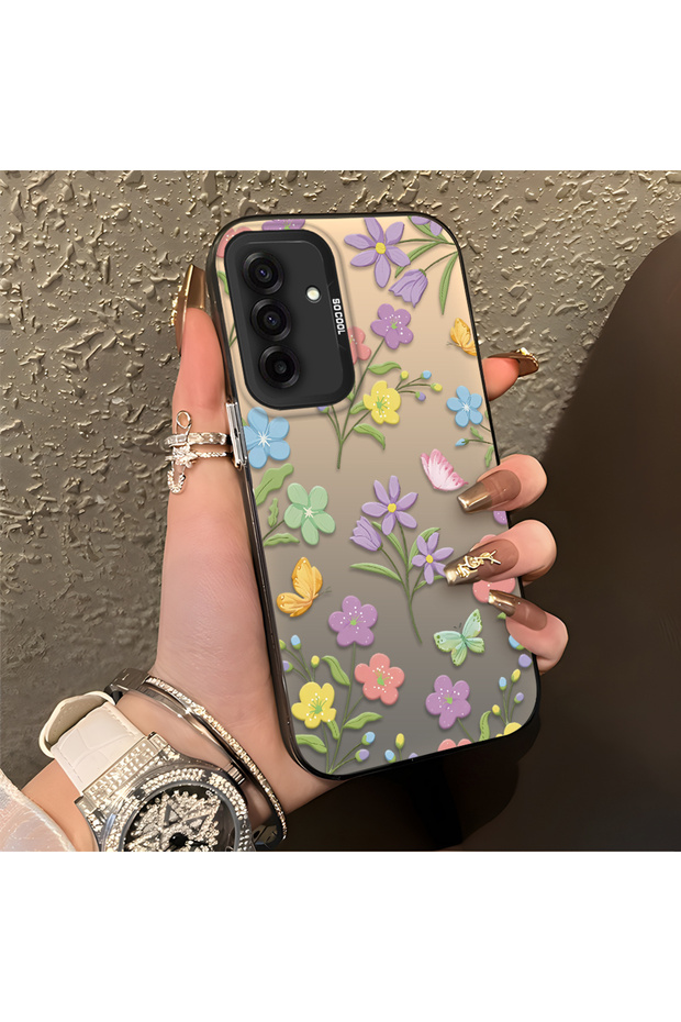 Samsung Galaxy A26 Compatible Colorful Flower and Butterfly Case, Shock Absorbing Structure, Matte Texture