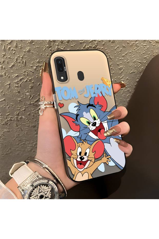 Cute Cartoon Cat and Mouse Case Compatible with Samsung Galaxy A30/A20, Shock-Absorbing Structure, Matte Texture