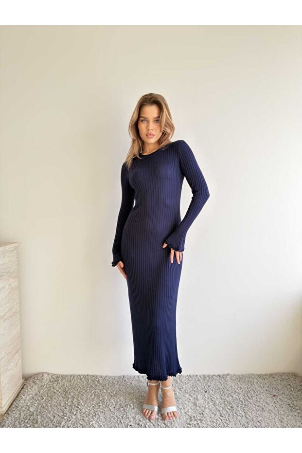 Ribbed Knit Dress with Waist Detail