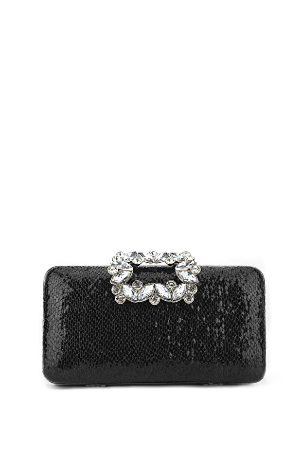Women's Faux Leather Black Evening Dress Bag