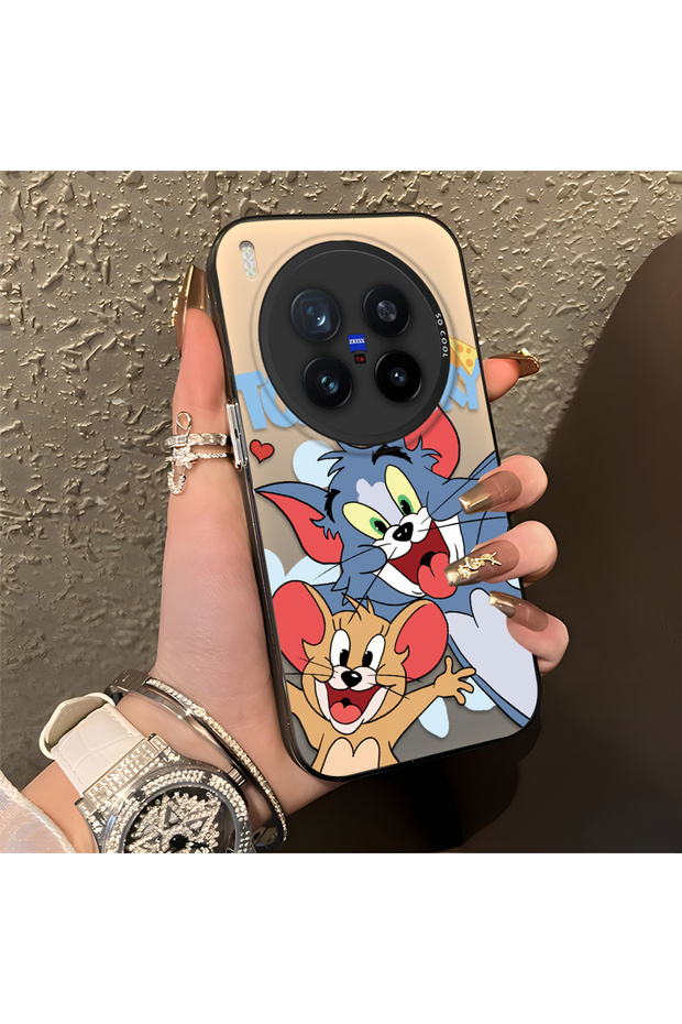 Vivo X300 Pro Compatible Cute Cartoon Cat and Mouse Case, Shock-Absorbing Structure, Matte Texture