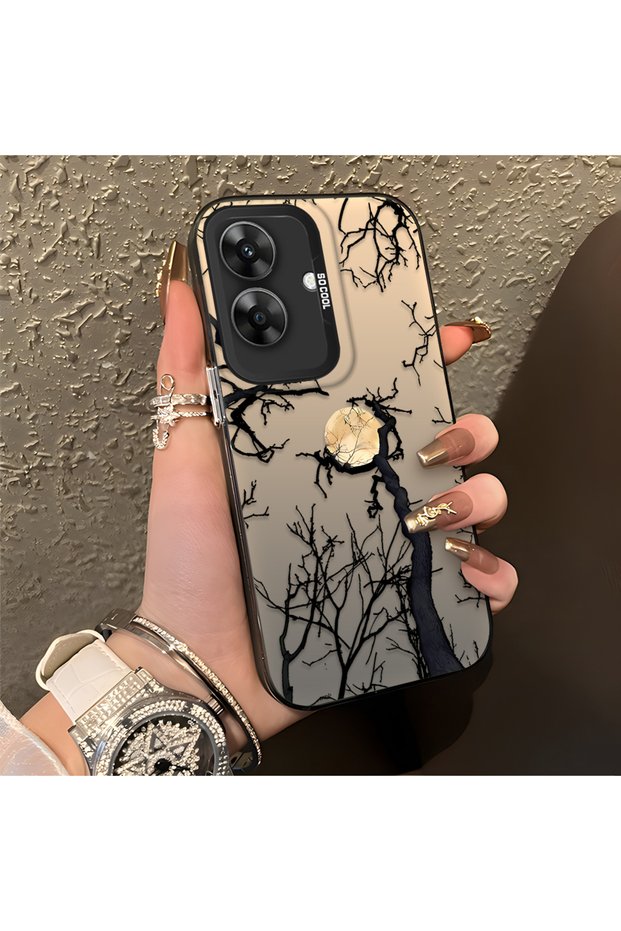 Realme Note 60 Compatible Dry Tree and Full Moon Art Case, Shock-Absorbing Structure