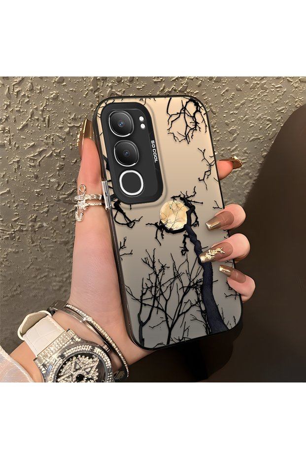 Vivo Y29 5g Compatible Dry Tree and Full Moon Art Case, Shock-Absorbing Structure