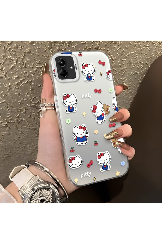 Cute Cartoon Cat Style Case Compatible with Samsung Galaxy A03/A04E/A04, Shock Absorbing Structure, Matte Texture