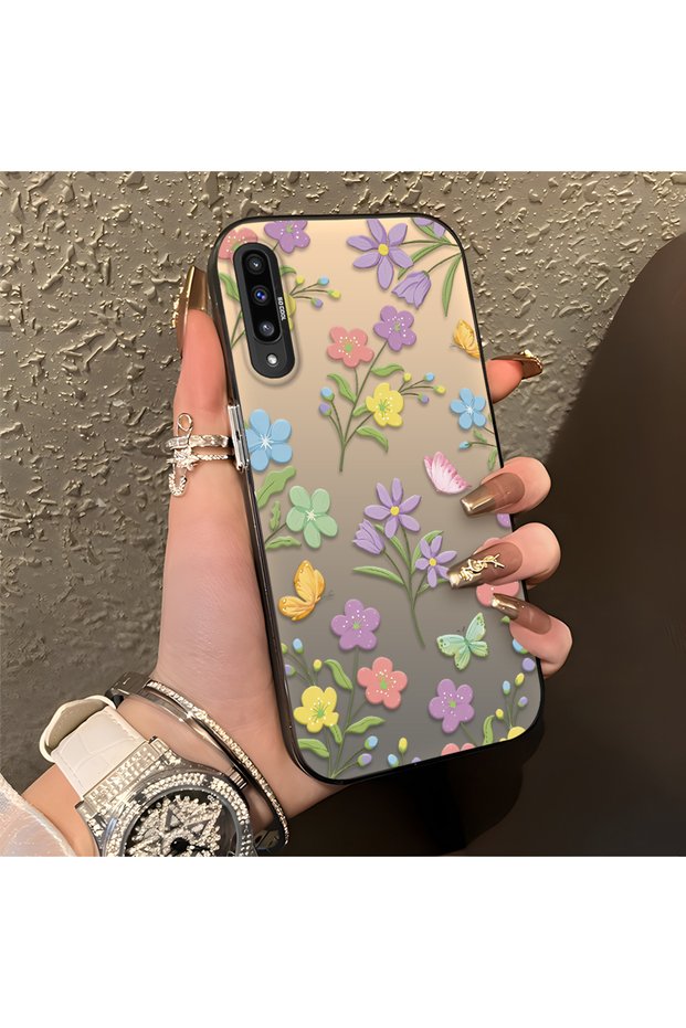 Samsung Galaxy A50/A50S/A30S Compatible Colorful Flower and Butterfly Case, Shock Absorbing Structure, Matte Texture