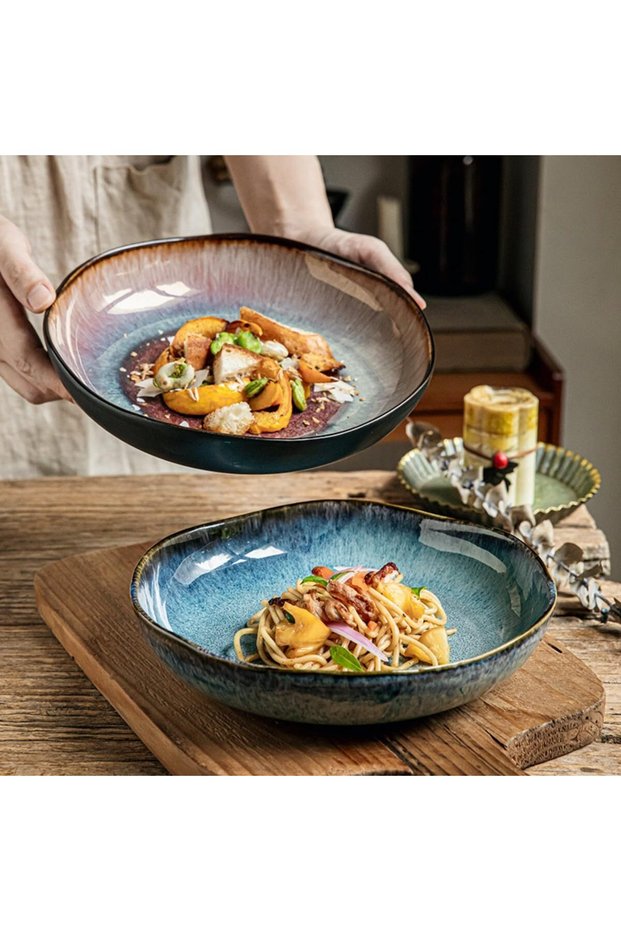 Ceramic Side Plate 23cm – Gorgeous Glazed Ceramic Serving Plate, Stylish Breakfast & Snack Plate for Home, Kitchen & Dining Table (2-Pack)