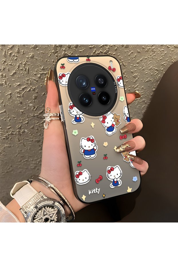 Vivo X200 Pro Compatible Cute Cartoon Cat Style Case, Shock-Absorbing Structure, Matte Texture