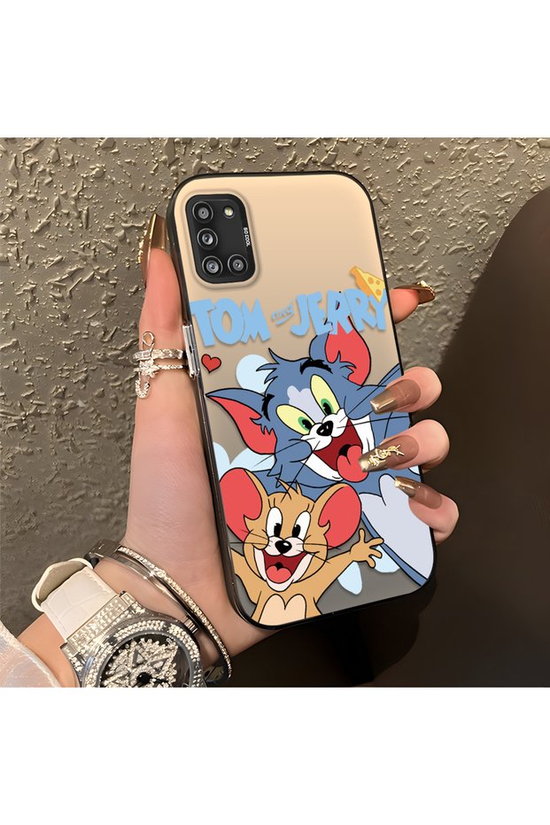 Samsung Galaxy A31 Compatible Cute Cartoon Cat and Mouse Case, Shock-Absorbing Structure, Matte Texture