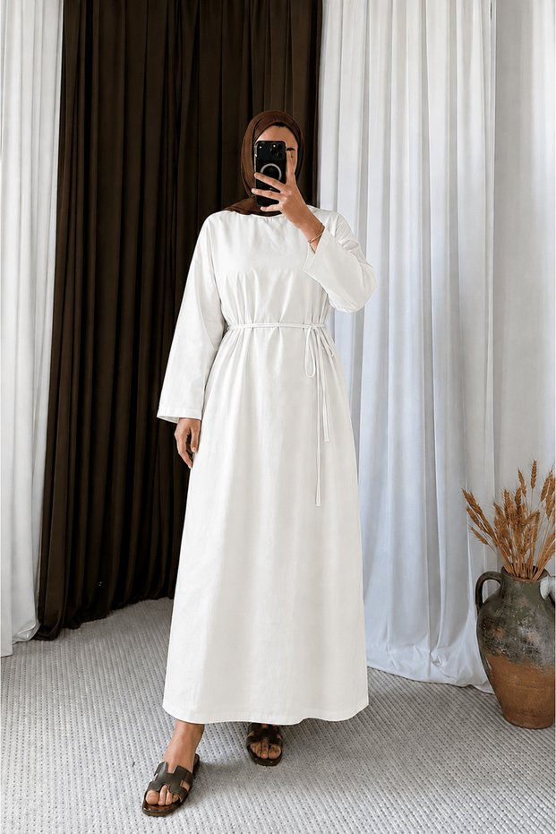 Belted Dress - 4156 - White