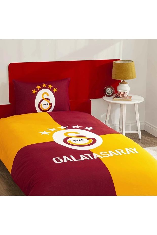 Fan Licensed Ranforce Sheet Elastic Single Duvet Cover Set-Galatasaray Legend