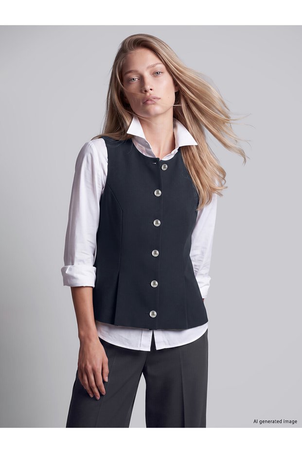 Two Mt Shop Quality Lcw Vision Navy Blue Polyviscon Plain Women's Classic Vest