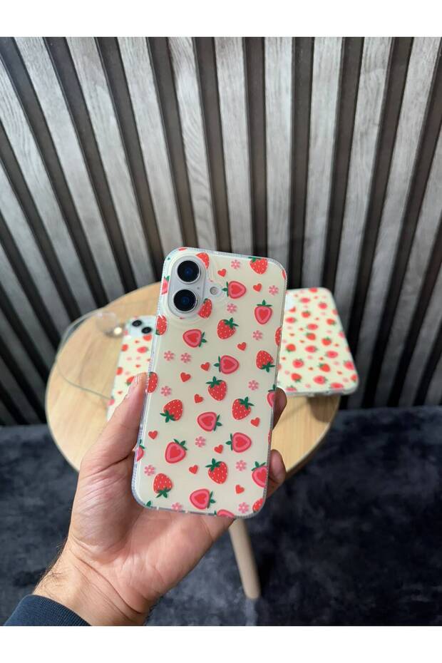 iPhone 16 Compatible (Internally Printed) Shiny Patterned Soft Transparent Stylish Phone Case with Shiny Sides