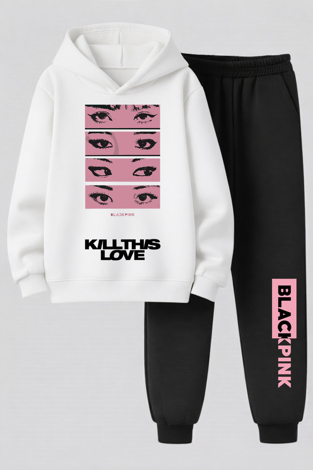 Blackpink Printed 3-Ply Quality Sweatshirt and Trackpants Kids Bottom-Top Set