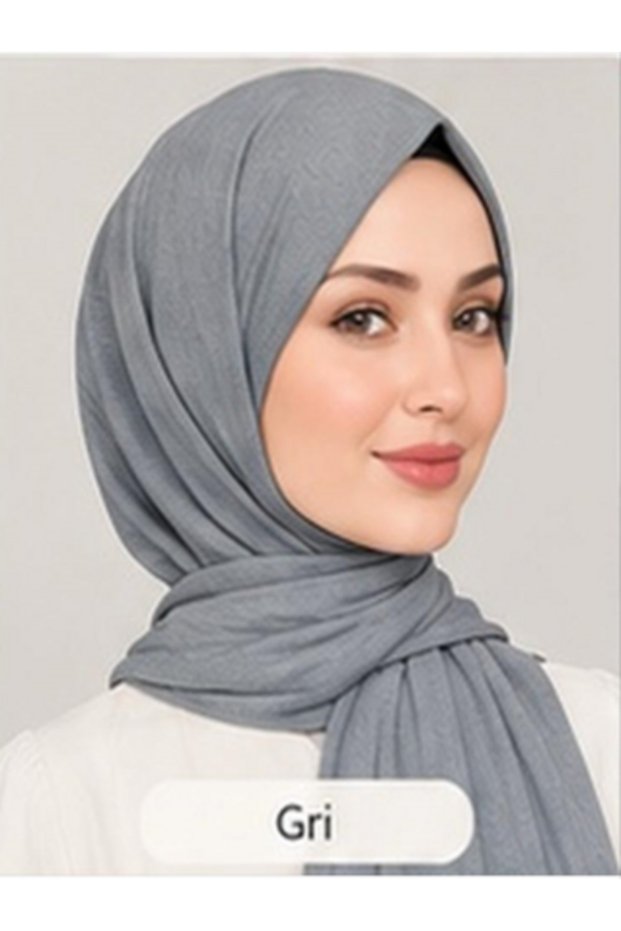 Lerrascarf Shawl Combed Cotton Special Stitched Long Seasonal Gray