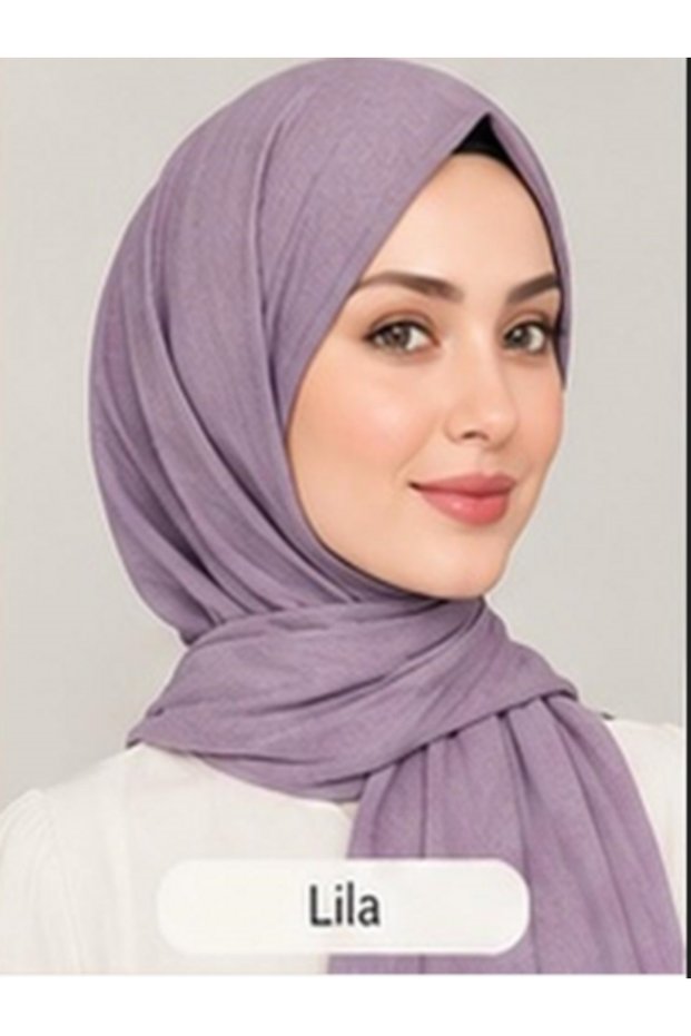 Lerrascarf Shawl Combed Cotton Special Stitched Long Seasonal Lilac