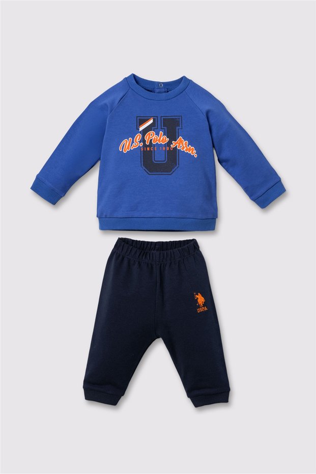 Printed Baby Boy Tracksuit Set 6-36 Months Blue