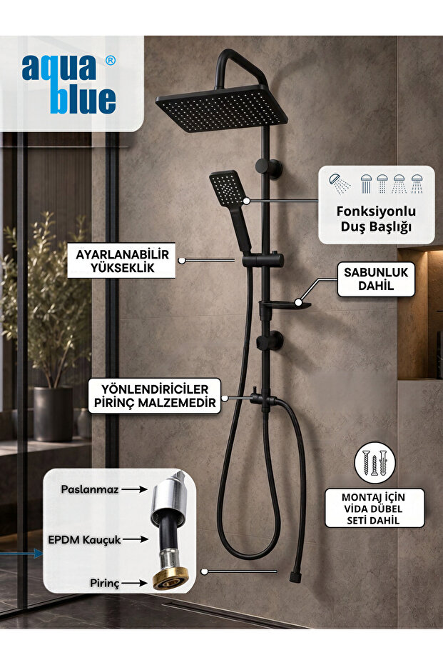 KARE SİYAH ROBOT DUŞ SETİ