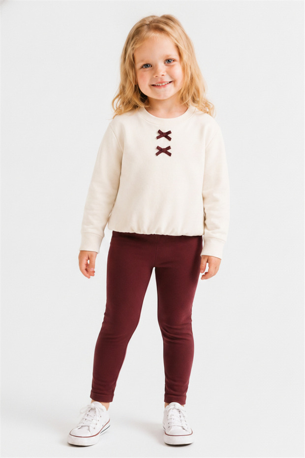 Baby Girl Macaron Tights 1-4 Years Old Burgundy