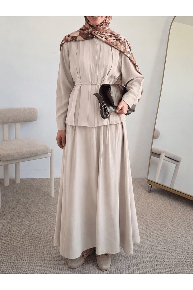 Ribbed Skirt Suit - 3523 Stone