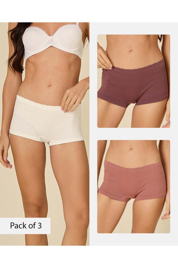Women Assorted 3 Seamless Boyleg Briefs