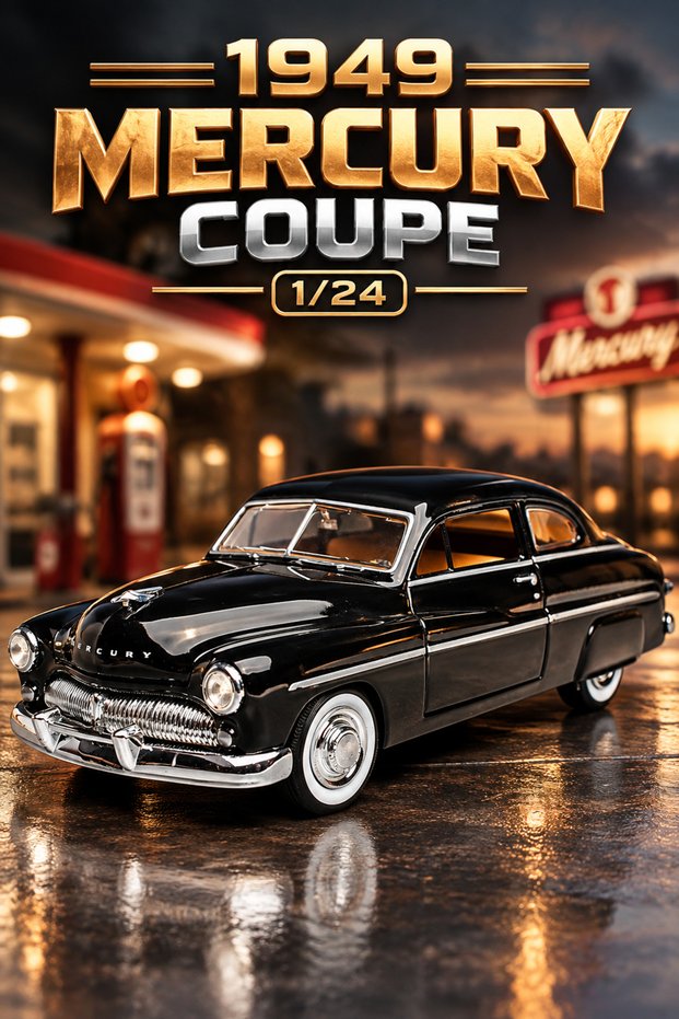 1949 Mercury Coupe Black 1/24 Metal Model Car