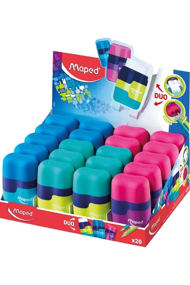 Maped Connect Translucent Duo Eraser and Pencil Sharpener (Assorted Colours)