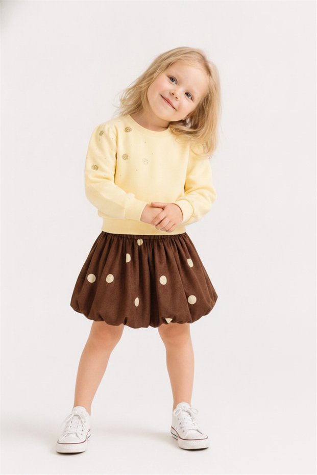 Baby Girl Polka Dot Balloon Skirt 1-4 Years Brown