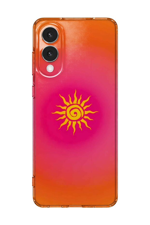 Samsung Galaxy S25 Edge Compatible Retro Sun Pattern Transparent Phone Case