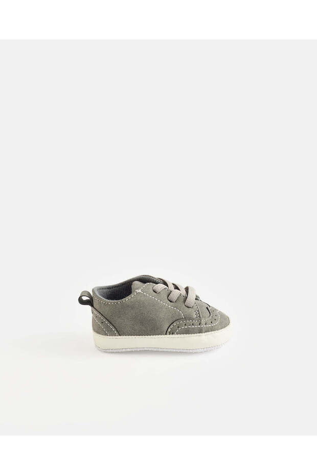 Baby Grey Brogue Pram Shoe