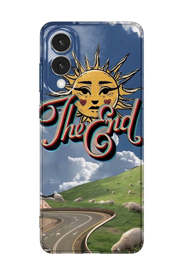 Samsung Galaxy S25 Edge Compatible Retro Sun Path Pattern Transparent Phone Case