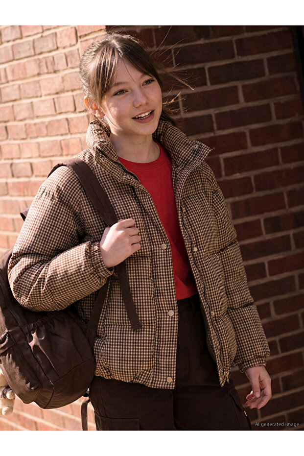 Esvab • Modern & Distinctive Gingham Girls' Puffy Coat