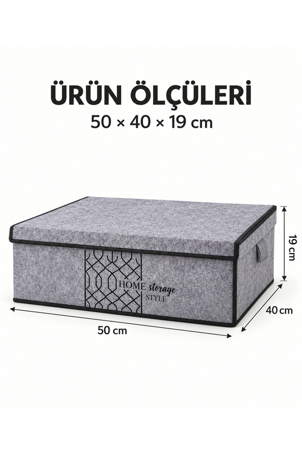 Grey Felt Cover Under-Bed Storage Bag and Storage Box – Multi-Purpose Closet Organizer with Velcro 50 × 40 × 19 cm