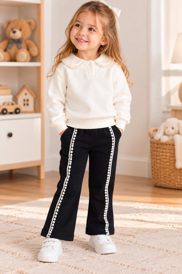 Girl's Embroidered Baby Collar Suit with Shawl